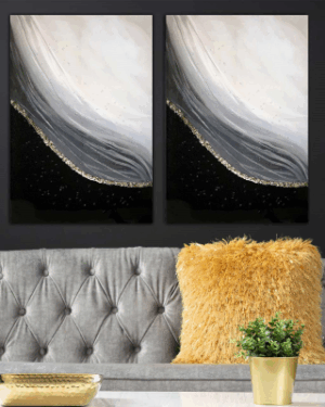 Black white and gold abstract canvas