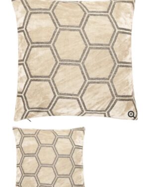 Geo velvet cushion ivory