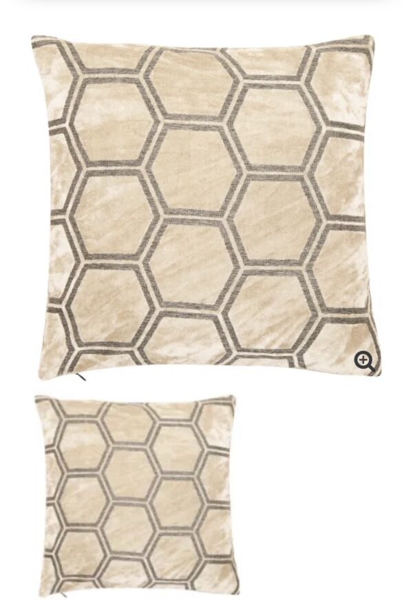 Geo velvet cushion ivory