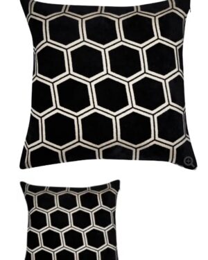 Geo velvet cushion black
