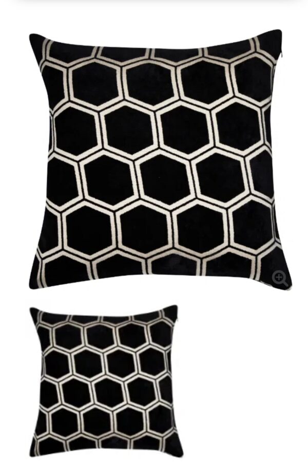 Geo velvet cushion black