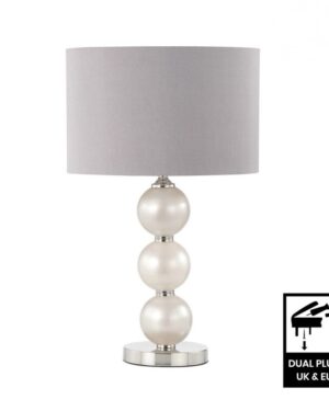 Opal Grey Pearl effect glass table lamp