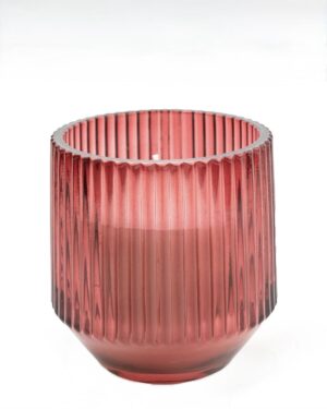 Red Large Ridged Candle Pomegranate & Cassis Scent 9.7cm