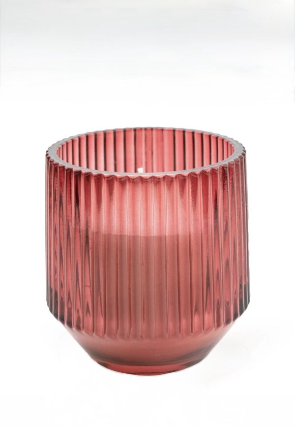 Red Large Ridged Candle Pomegranate & Cassis Scent 9.7cm